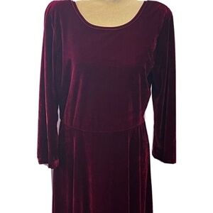 Suzanne Betro Velour Velvet Dress Sz L Long Sleeve Long Dress Scoop Back